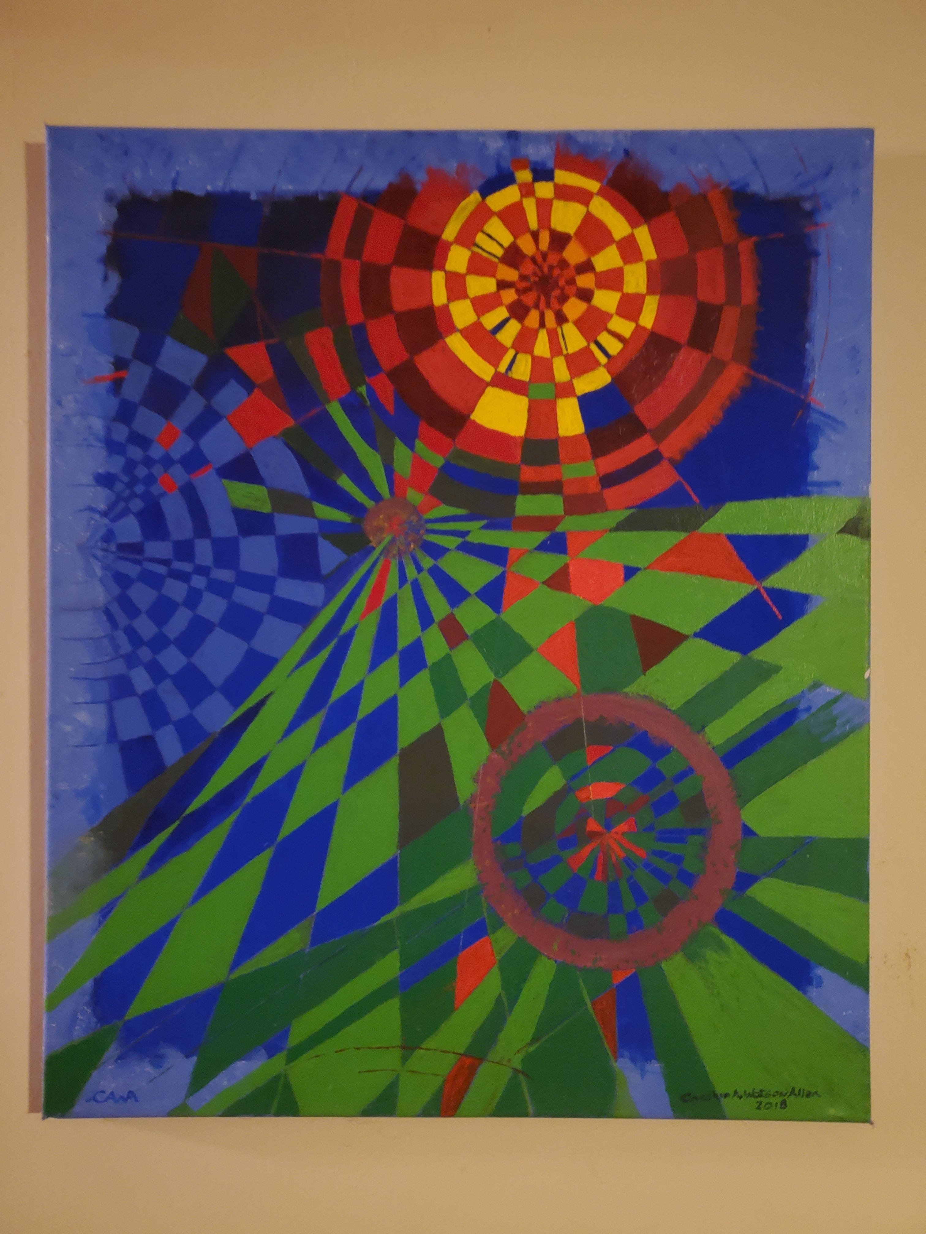 Fibonacci inspired. Acrylic on canvas ready to hang by Carolyn Allen Size 60x50x1.5 $310